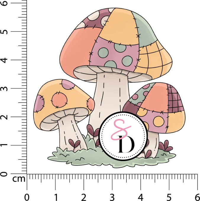 Tampon Caoutchouc – Champignons patchwork – Au cœur de la forêt
