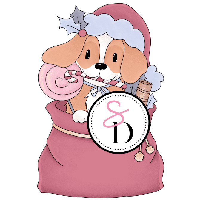 Tampon caoutchouc – Chien gourmand de Noël – Douceurs d’hiver