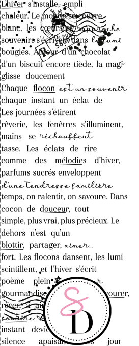 Tampon caoutchouc – Fond texte – Douceurs d’hiver