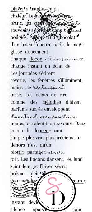 Tampon caoutchouc – Fond texte – Douceurs d’hiver