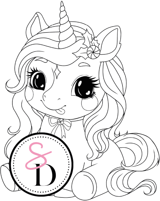 Tampon caoutchouc – Licorne gourmande de Noël – Douceurs d’hiver 