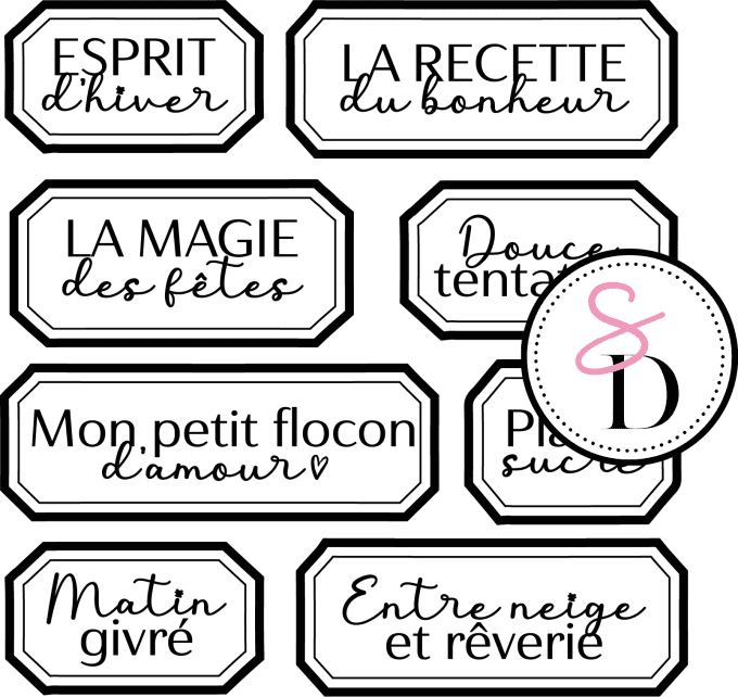 Tampon caoutchouc – Set étiquettes – Douceurs d’hiver