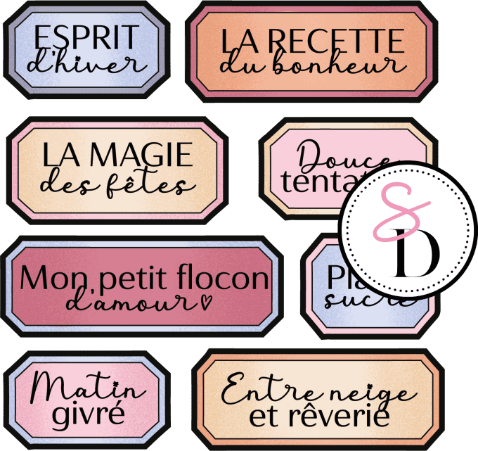 Tampon caoutchouc – Set étiquettes – Douceurs d’hiver