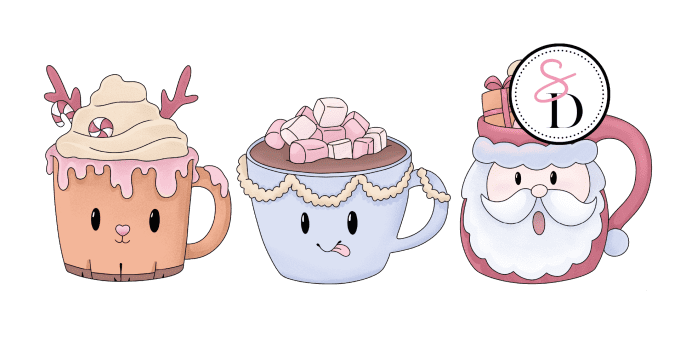 Tampon caoutchouc – Trio de Tasses Hivernales – Douceurs d’hiver 