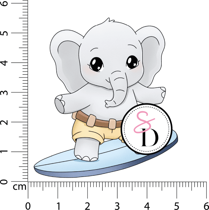Tampon Caoutchouc – Éléphant Surfeur – Un Air Marin