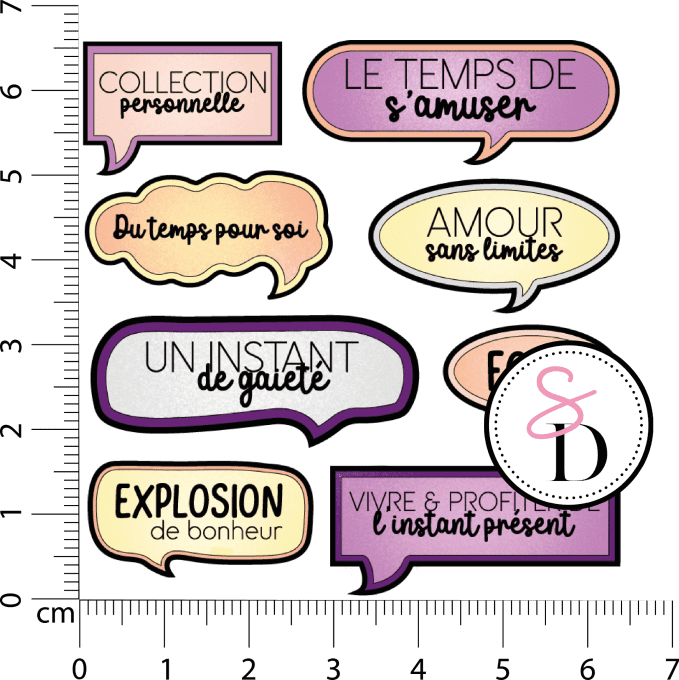 Tampon caoutchouc – Set d’étiquettes – Ma bulle de bonheur