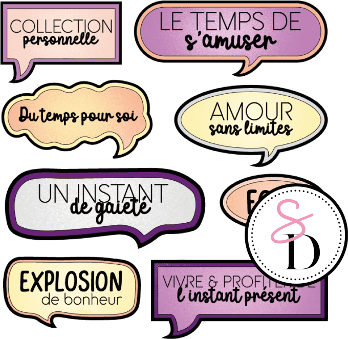 Tampon caoutchouc – Set d’étiquettes – Ma bulle de bonheur