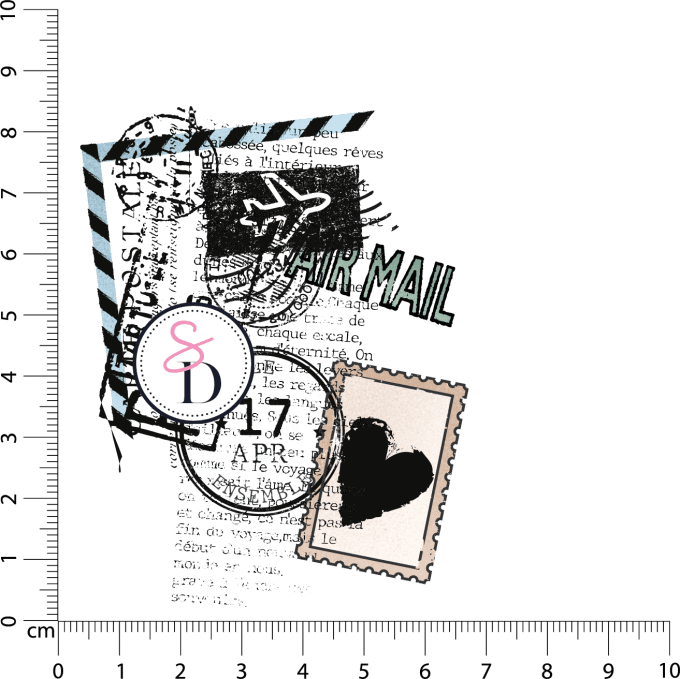 Tampon caoutchouc - FOND GRUNGE AIR MAIL - Carnet de Bord