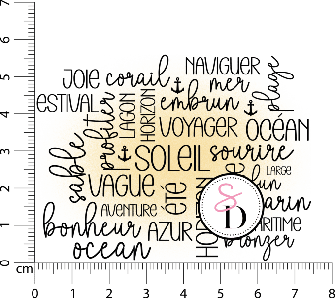 Tampon Caoutchouc – Fond Texte Soleil – Un Air Marin