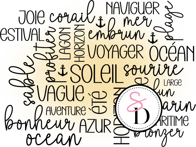 Tampon Caoutchouc – Fond Texte Soleil – Un Air Marin
