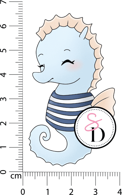 Tampon caoutchouc Hippocampe Estival Un Air Marin Scrap Didi pour scrapbooking sur le thème de la me