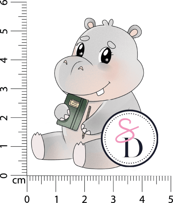 Tampon caoutchouc – HIPPOPOTAME STUDIEUX – Au pays des artistes