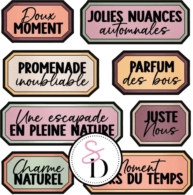Tampon Caoutchouc – Set d’étiquettes – Au cœur de la forêt