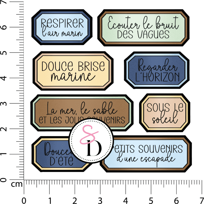 Tampon caoutchouc Set d'étiquettes Un Air Marin Scrap Didi pour scrapbooking, albums, cartes et créa