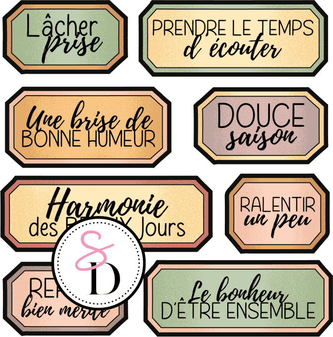 Tampon caoutchouc – Set d'étiquette - Rêverie Bohémienne