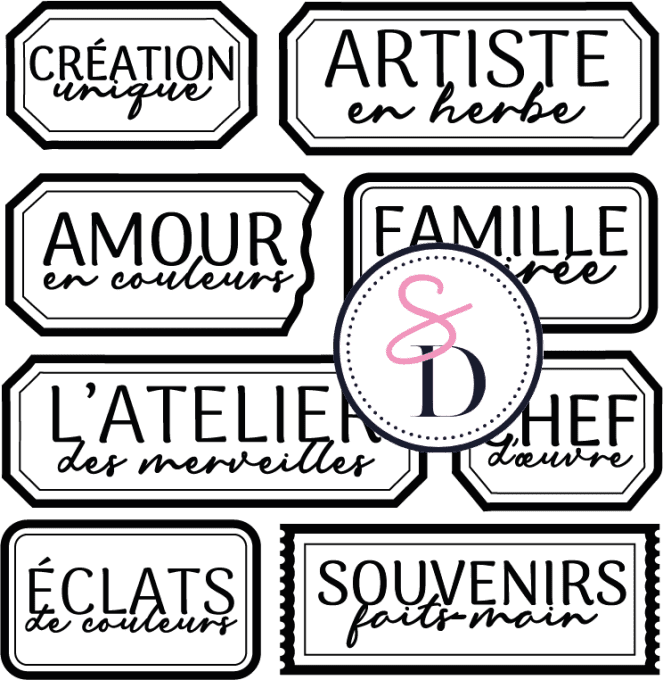 Tampon caoutchouc – SET D'ÉTIQUETTES – Au pays des artistes