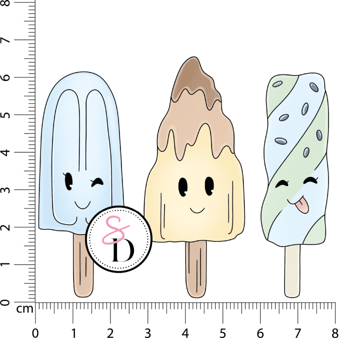 Tampon Caoutchouc – Trio de Glaces Farceuses – Un Air Marin