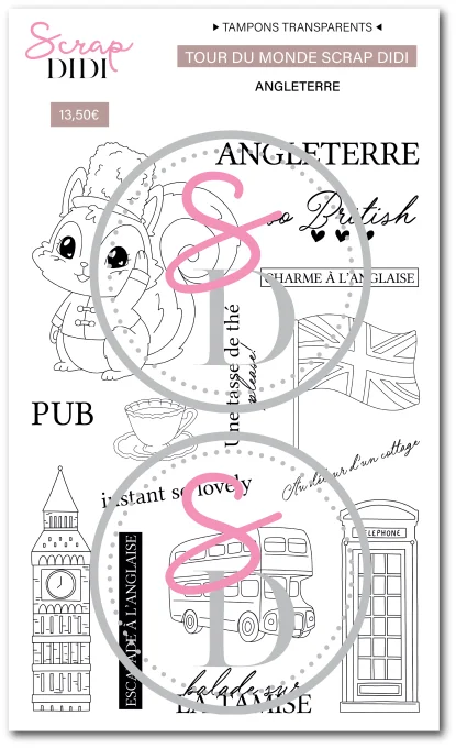 Tampon clear Tour du monde Angleterre Scrap Didi pour scrapbooking voyage