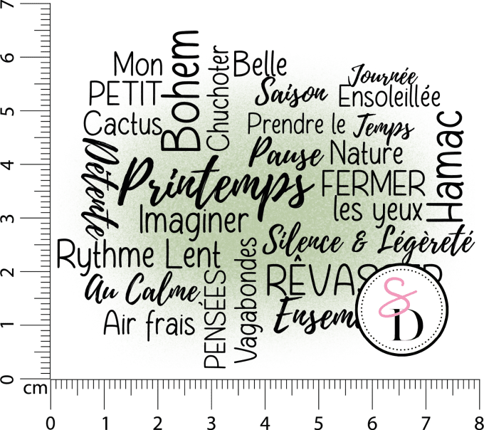 Tampon caoutchouc - Fond printemps - Rêverie Bohémienne