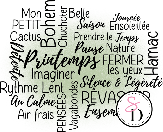 Tampon caoutchouc - Fond printemps - Rêverie Bohémienne