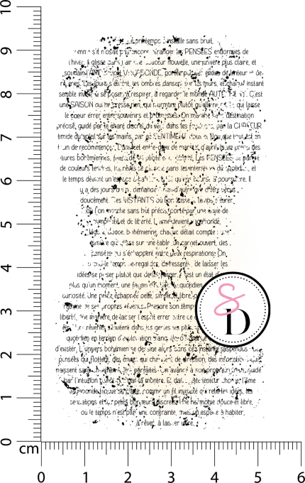 Tampon caoutchouc - Fond texte grunge - Rêverie Bohémienne