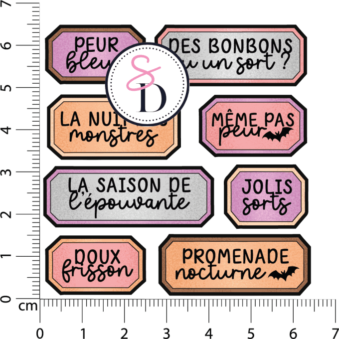 Tampon caoutchouc – SET D'ÉTIQUETTES – Doux Frissons