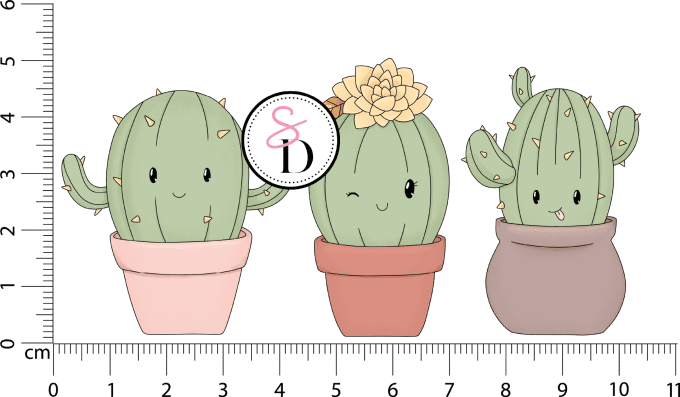 Tampon caoutchouc - Trio de cactus - Rêverie Bohémienne