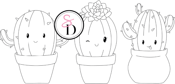 Tampon caoutchouc - Trio de cactus - Rêverie Bohémienne