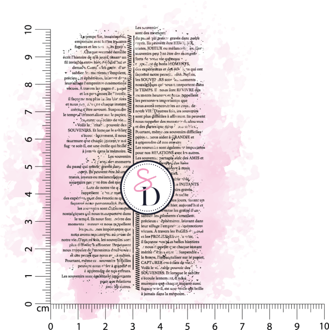 Tampon caoutchouc - Fond texte grunge - Le sablier du temps