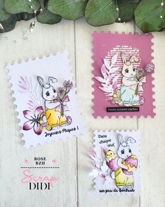 Tampon caoutchouc - Le lapin bouquet - Les trésors de Pâques