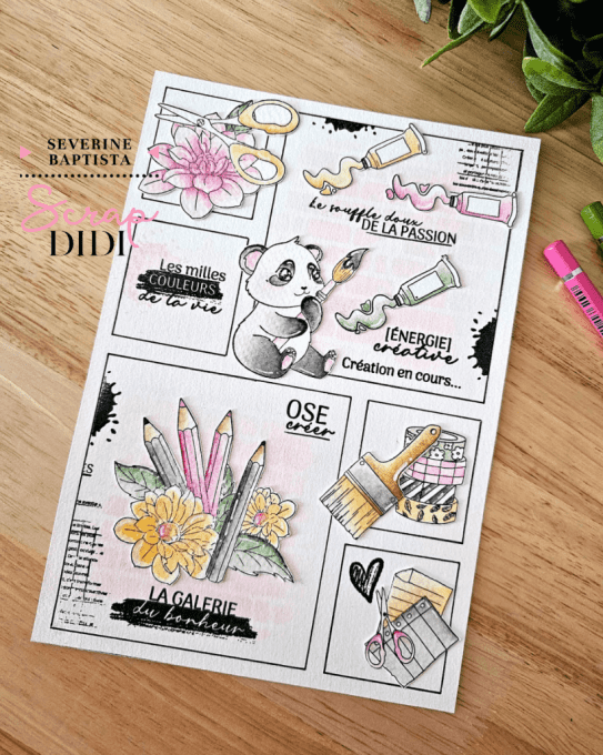 Tampon caoutchouc – CRAYONS EN FLEURS – Au pays des artistes