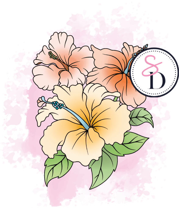 Tampon caoutchouc - TRIO D'HIBISCUS - Sous les tropiques