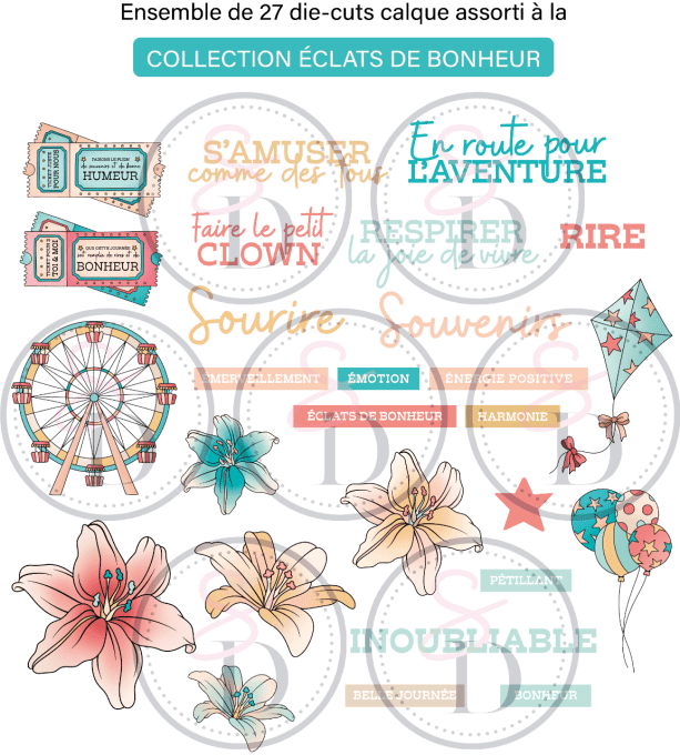 Die cuts calque Couleur ÉCLATS DE BONHEUR 
