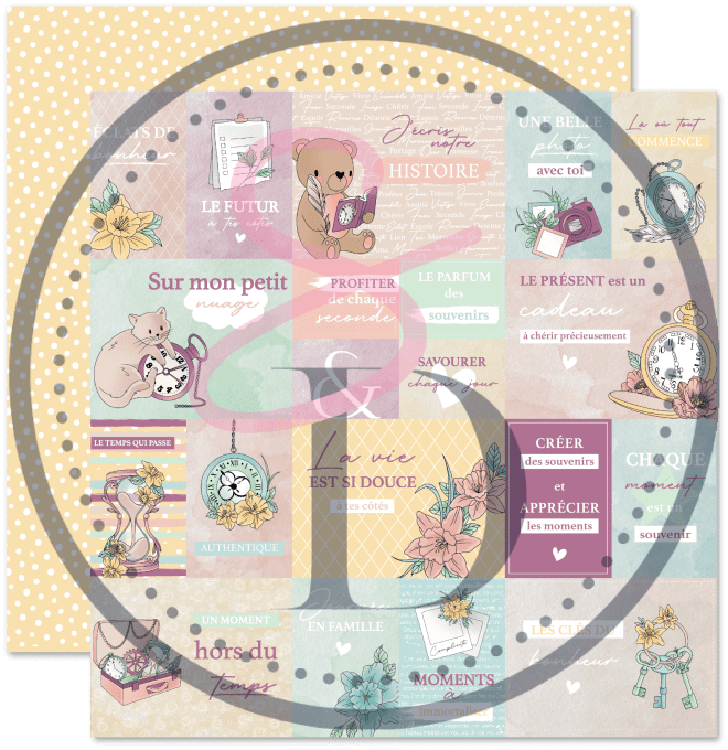 Kit papiers imprimés - Le sablier du temps