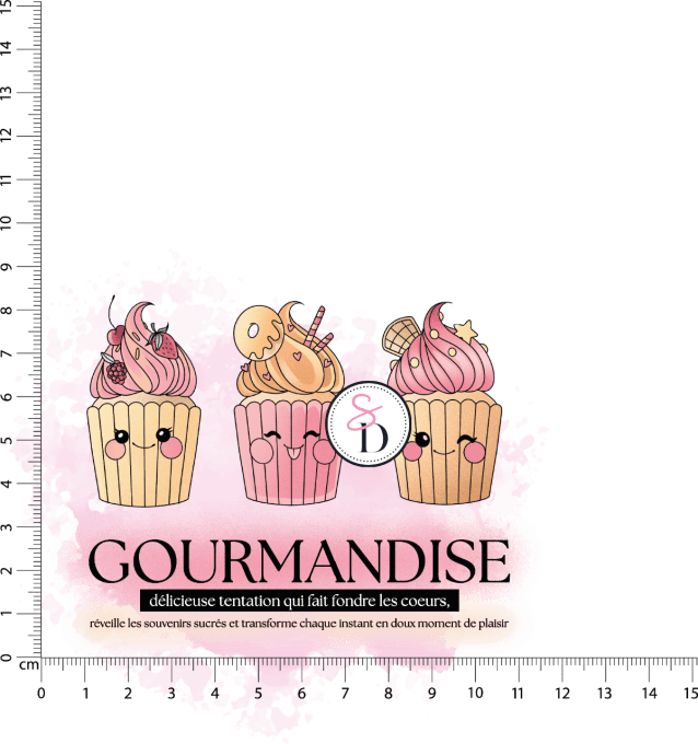 Tampon caoutchouc - Trio de cupcakes - Au pays des gourmandises