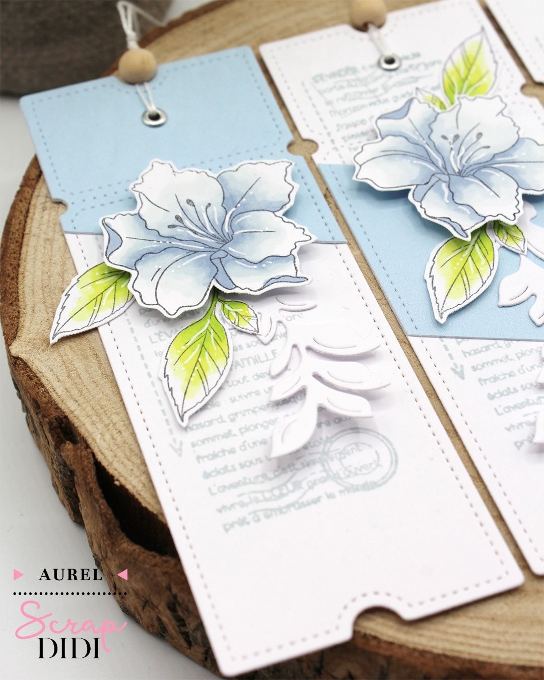 Trio de marque-pages floraux scrapbooking avec die Ticket et collection Carnet de bord Trio de marque-pages floraux scrapbooking avec die Ticket et collection Carnet de bord