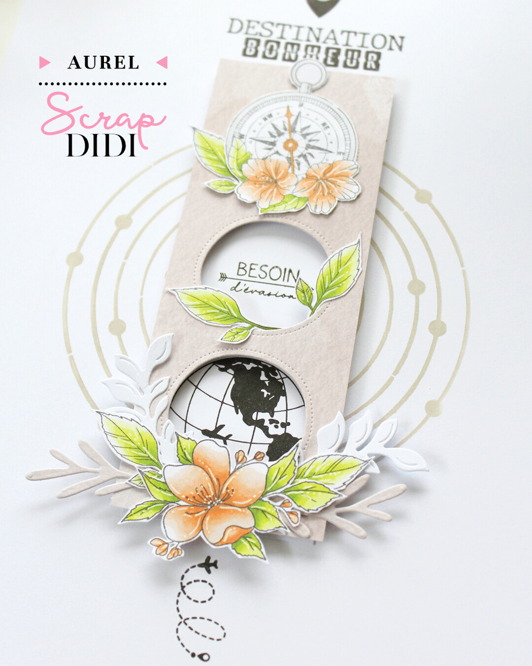 Ensemble chocolaté en scrapbooking avec pochette pour tablette de chocolat, étiquette assortie et tampons gourmands colorisés