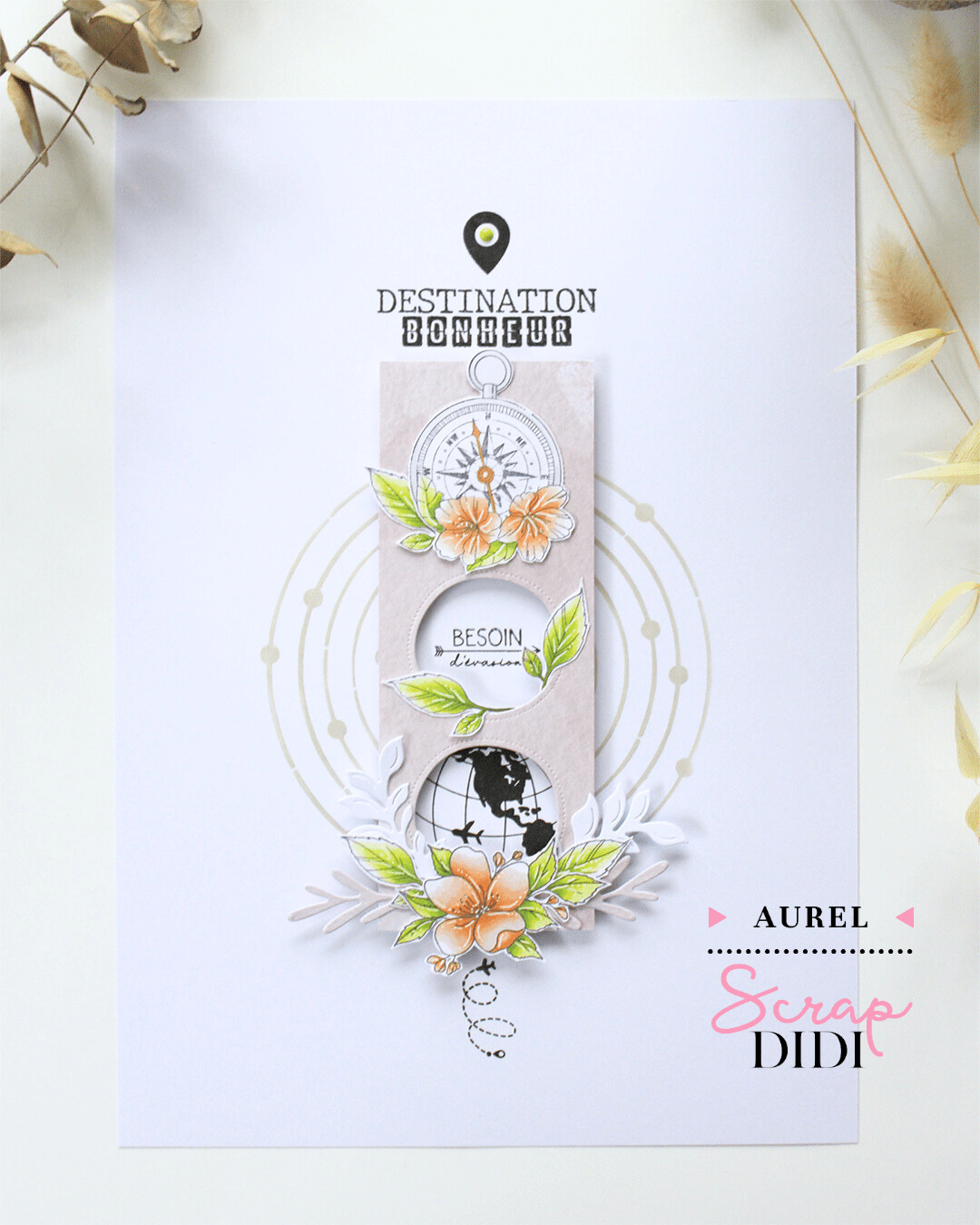 Ensemble chocolaté en scrapbooking avec pochette pour tablette de chocolat, étiquette assortie et tampons gourmands colorisés