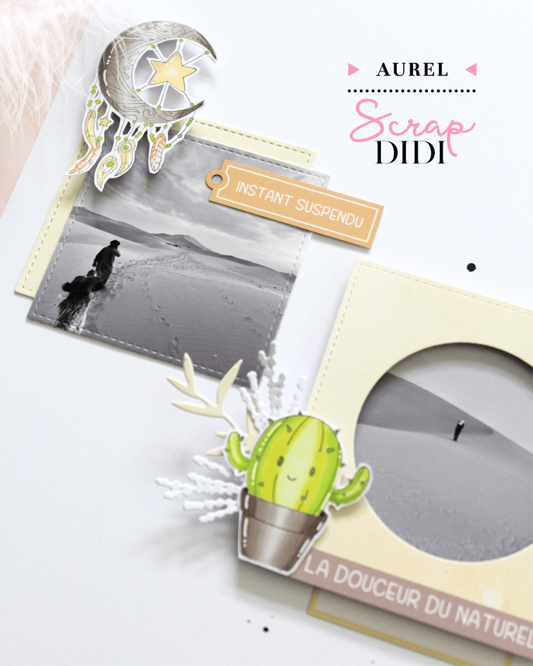 Page scrap La douceur du naturel avec collection Rêveries Bohémiennes et découpes couture Page scrap La douceur du naturel avec collection Rêveries Bohémiennes et découpes couture