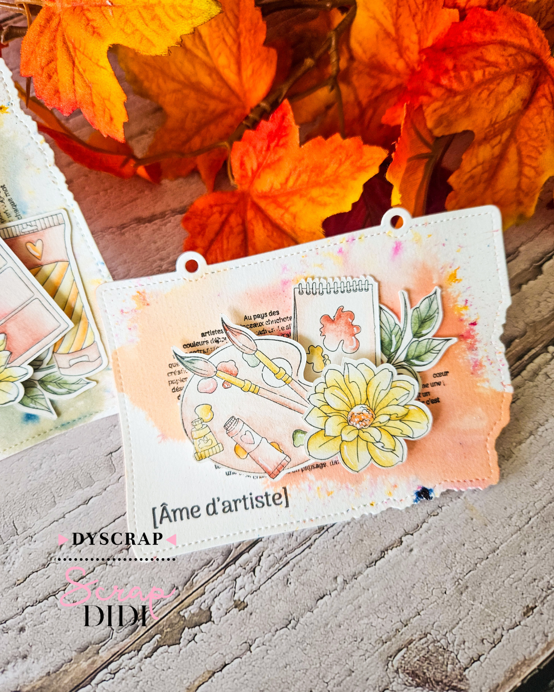 Duo de cartes scrapbooking sur le thème des Beaux-Arts avec poudres Magicals