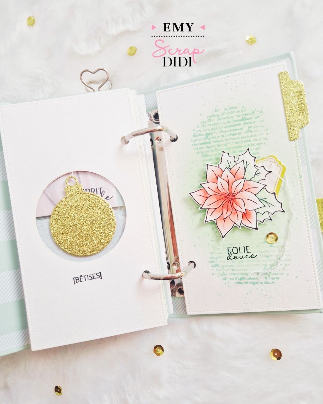 Mini album scrap hiver avec collections Douceurs d’hiver et Hiver féérique