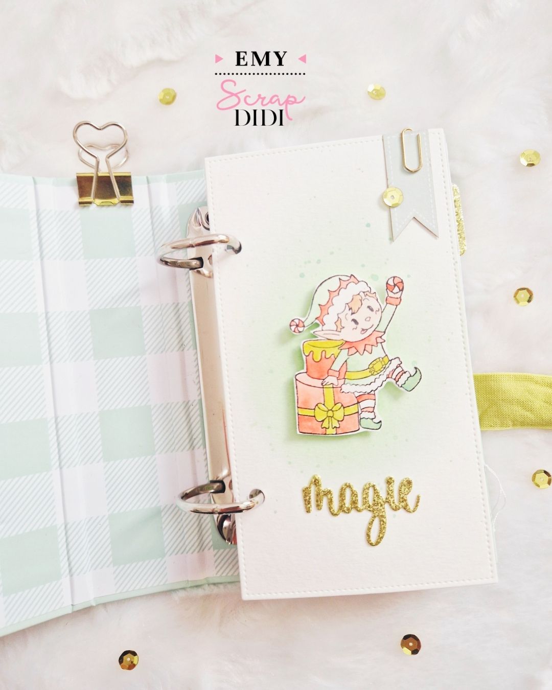 Mini album scrap hiver avec collections Douceurs d’hiver et Hiver féérique