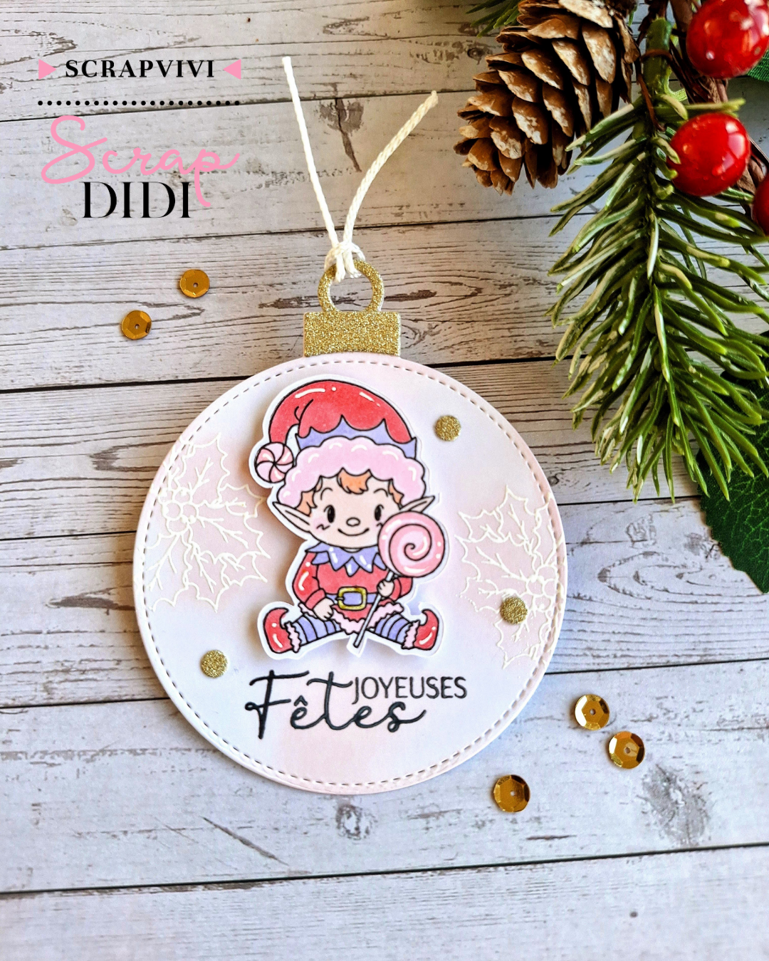 Étiquettes cadeaux de Noël scrapbooking réalisées avec la collection Douceurs d’Hiver Étiquettes cadeaux de Noël scrapbooking réalisées avec la collection Douceurs d’Hiver